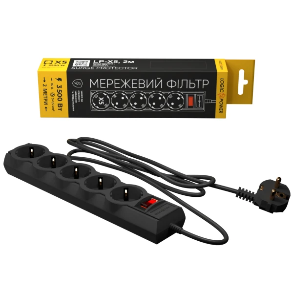 Мережевий фільтр PREMIUM LP-X5 2 м Black (3520Вт)