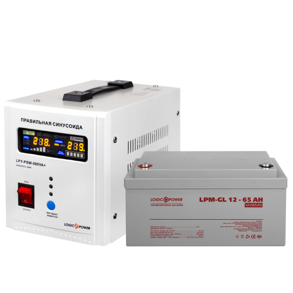 Комплект резервного живлення для котла LP (LogicPower) ДБЖ + гелева батарея (UPS 500VA + АКБ GL 900W)