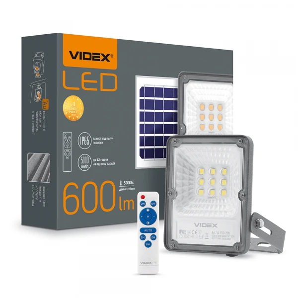 LED прожектор автономний VIDEX 10W 5000K