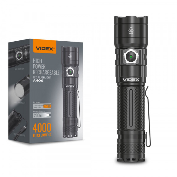 Портативний світлодіодний фонарик VIDEX VLF-A406 4000Lm 6500K