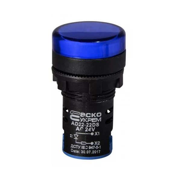 Сигнальна арматура AD22-22DS синя 24V AC/DC