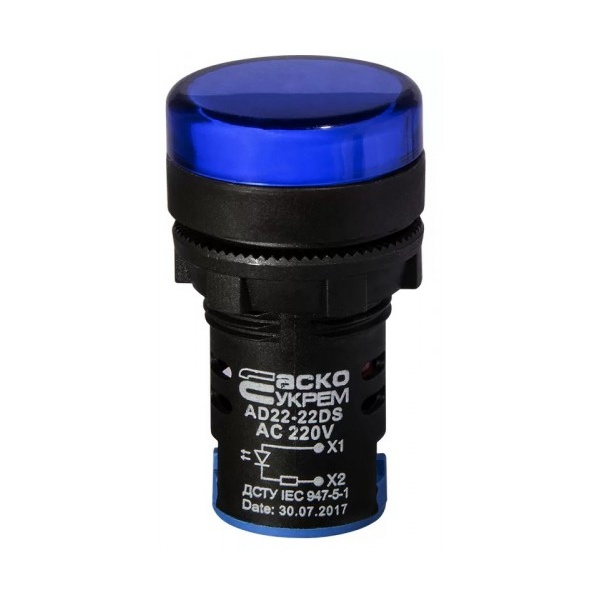 Сигнальна арматура AD22-22DS синя 220V АC