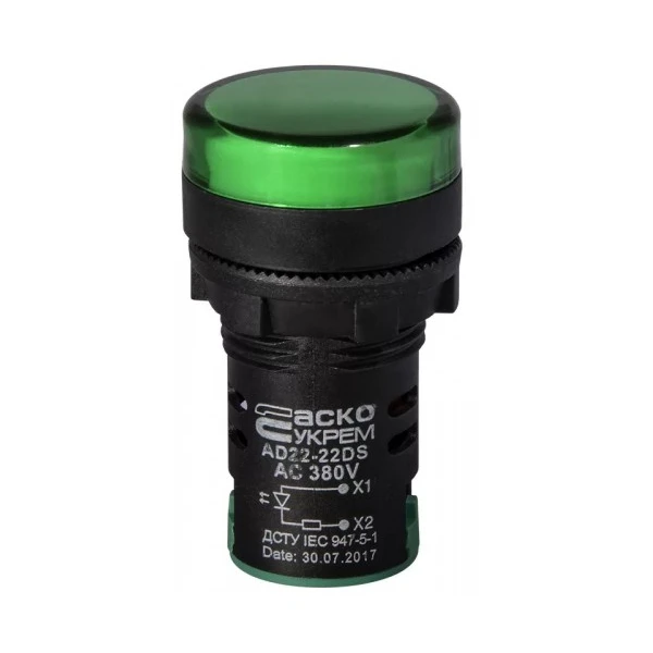 Сигнальна арматура AD22-22DS зелена 380V АC