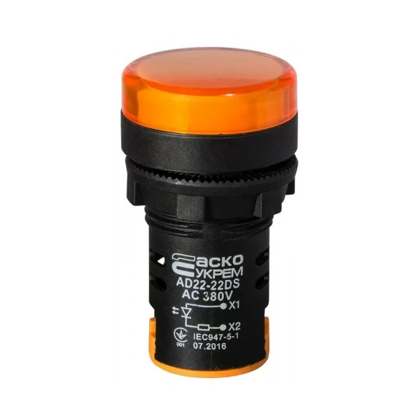 Сигнальна арматура AD22-22DS жовта 380V АC