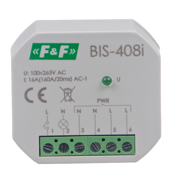 Бістабільне реле BIS-408LED, 16А, захист від пускового струму