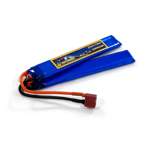 Акумулятор для страйкболу Giant Power (Dinogy) Li-Pol 1300 мАг 7.4 В 130x21x6,5 мм T-Plug