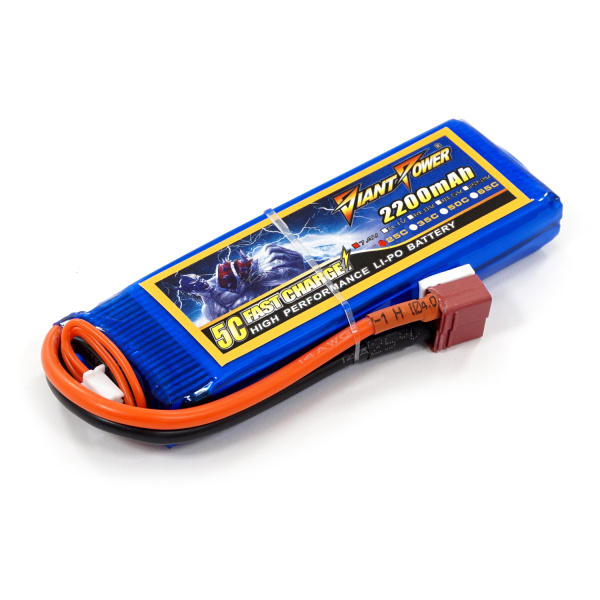 Акумулятор для страйкболу Giant Power (Dinogy) Li-Pol 2200 мАг 7.4 В 102x33x16 мм T-Plug