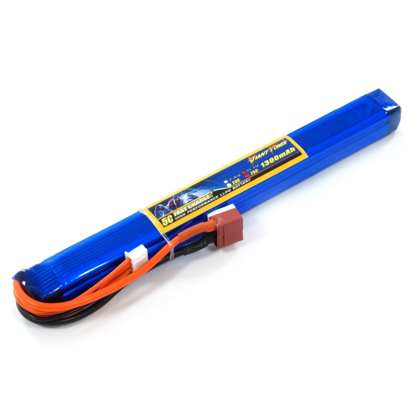Акумулятор для страйкболу Giant Power (Dinogy) Li-Pol 1300 мАг 11.1 В 190x18x17 мм T-Plug