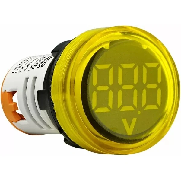 Круглий цифровий вимірювач напруги ED16-22VD 30-500В АС (жовтий)