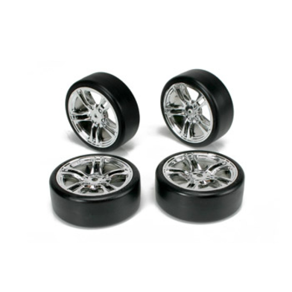 Team Magic E4D Drift Car Mounted Tire 5 Spoke Silver 4p