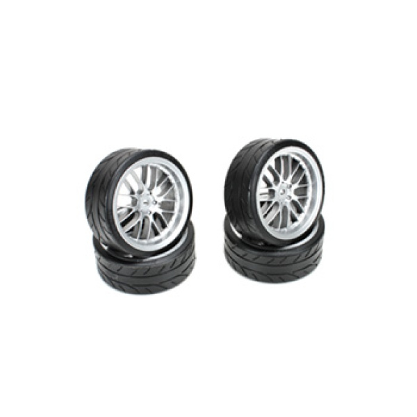 Team Magic E4D Mounted Radial Tire 2.2", 8 Spoke Fog Silver 4p