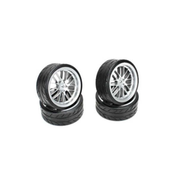 Team Magic E4D Mounted Radial Tire 2.2", 8 Spoke Fog Silver 4p