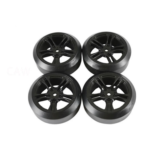 Team Magic E4D Mounted Drift Tire 45 Degree 5 Spoke, Black 4p