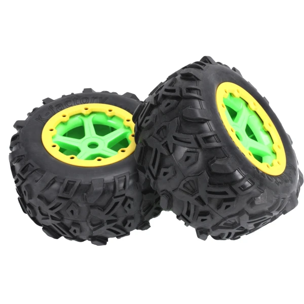 Team Magic E6 Mounted Tire 7.1" Size Pair Green