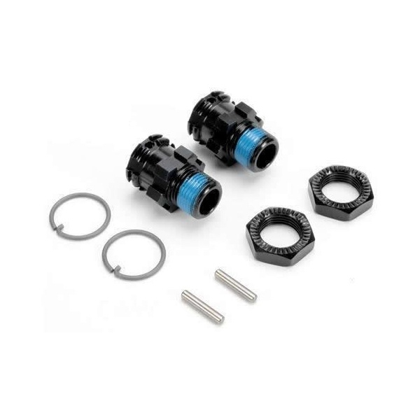 Team Magic Alum. Splined Wheel Hubs and Nuts +10mm (2)-Black