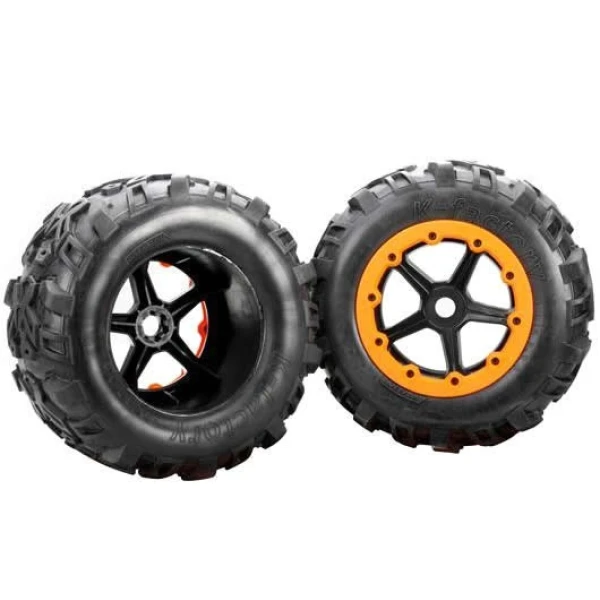 Team Magic E6 III Mounted Tire 7.1" Size Splined wheel hubs Pair