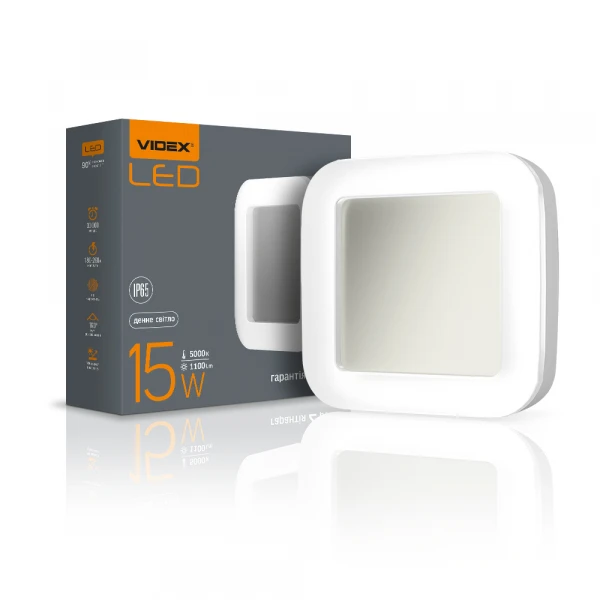 LED світильник ART (ЖКГ) квадратний VIDEX 15W 5000K 220V (VL-BHFS-155)