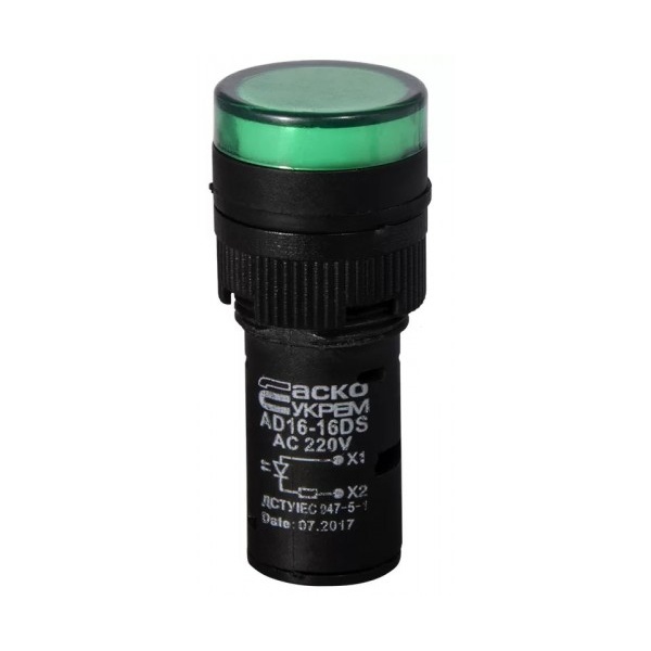 Сигнальна арматура AD16-16DS зелена 220V АC