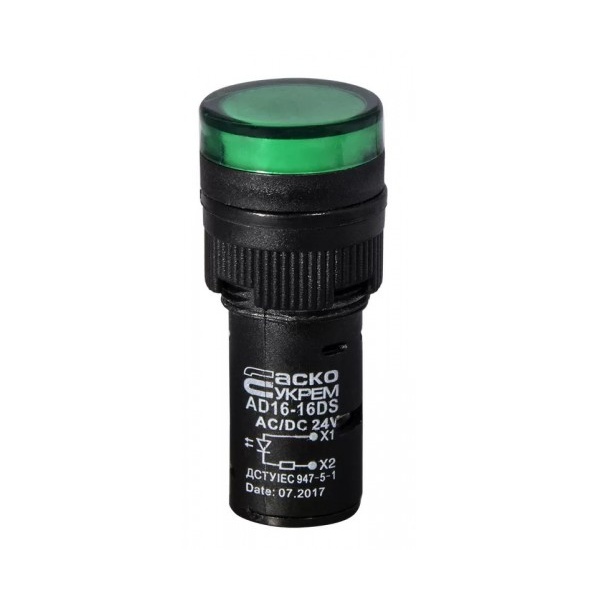 Сигнальна арматура AD16-16DS зелена 24V АC/DC