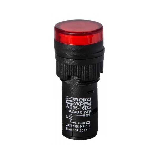 Сигнальна арматура AD16-16DS червона 24V АC/DC