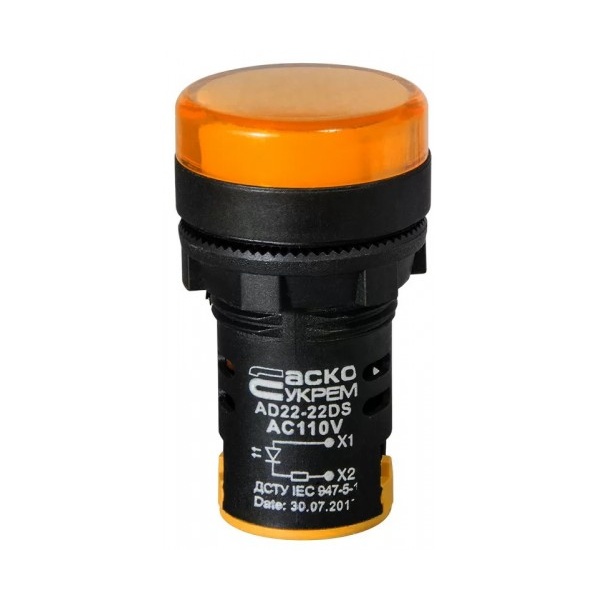 Сигнальна арматура AD22-22DS жовта 110V АC