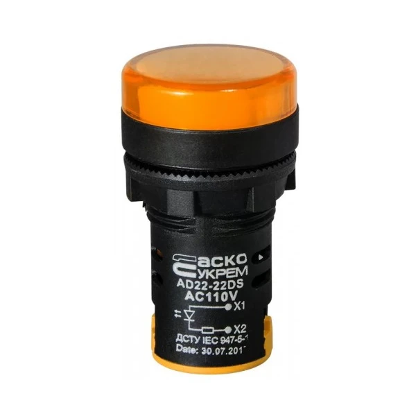 Сигнальна арматура AD22-22DS жовта 110V АC