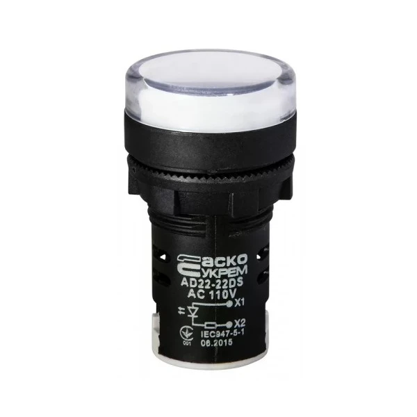 Сигнальна арматура AD22-22DS біла 110V АC