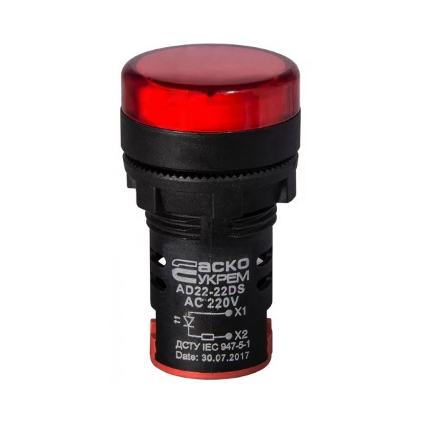 Сигнальна арматура AD22-22DS червона 220V АC