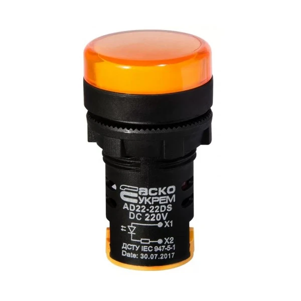 Сигнальна арматура AD22-22DS жовта 220V DC
