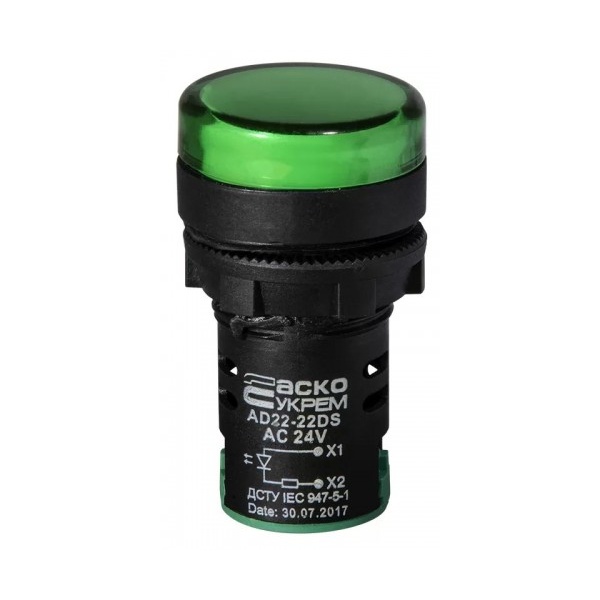 Сигнальна арматура AD22-22DS зелена 24V АC/DC