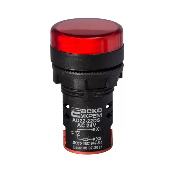 Сигнальна арматура AD22-22DS червона 24V АC/DC