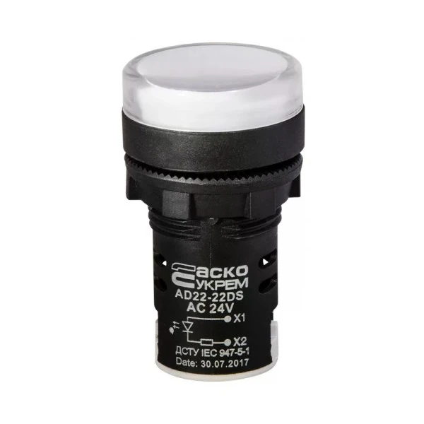 Сигнальна арматура AD22-22DS біла 24V АC/DC