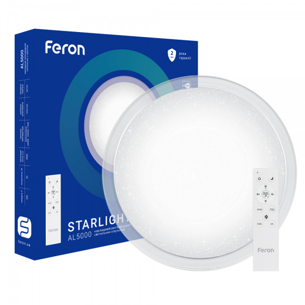 Світлодіодна люстра Feron AL5000-S 60W коло, 4900Lm 2700K-6400K 495*73mm (6397)