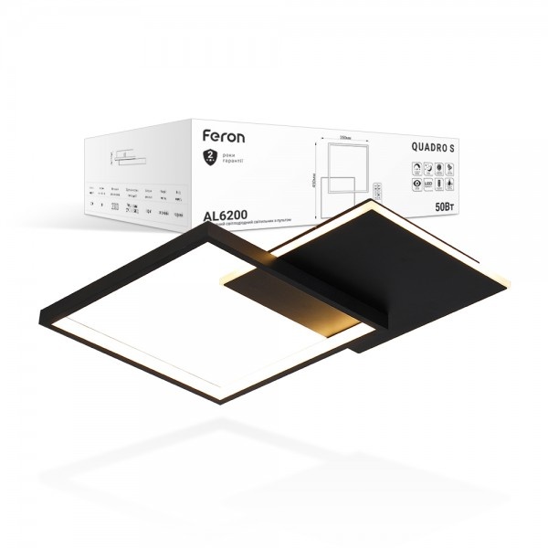 Світлодіодний світильник Feron AL6200 QUADRO S 50W чорний