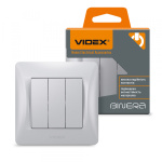 VIDEX BINERA Вимикач 3кл срібний шовк (VF-BNSW3-SS) (20/120)