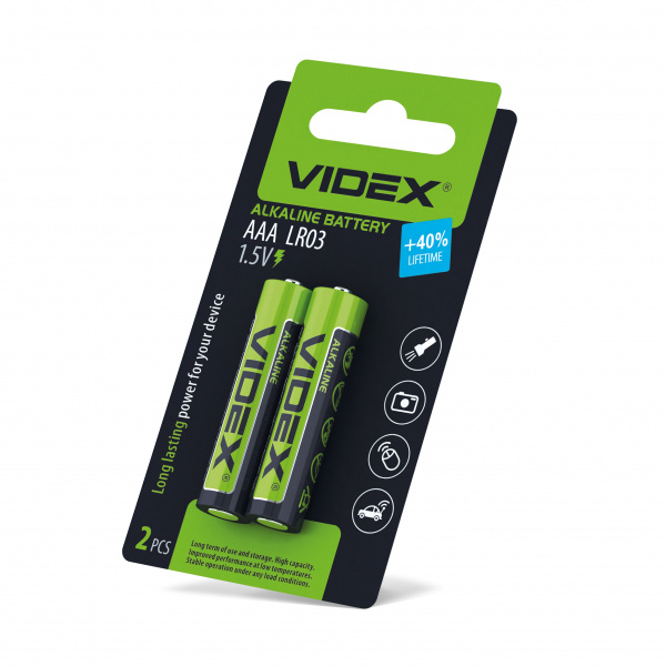 Батарейка лужна Videx LR03/AAA 2шт SMALL BLISTER