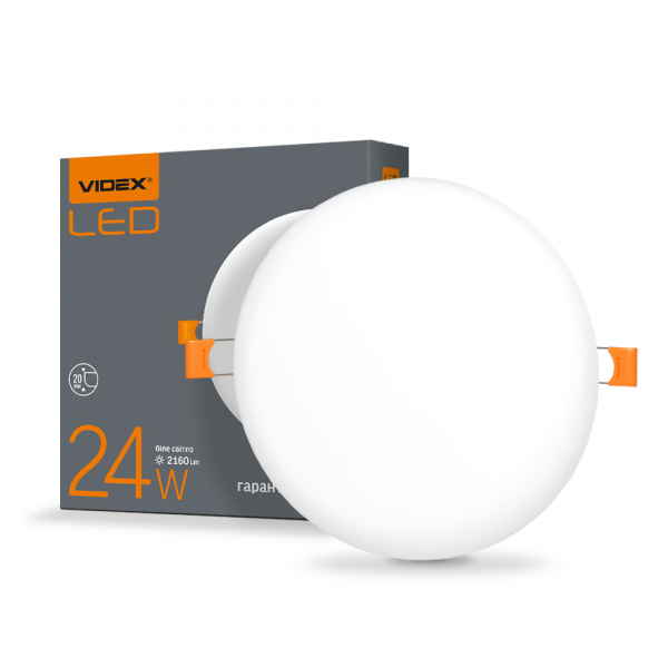 LED світильник безрамковий круглий VIDEX 24W 4100K 220V 20 шт/ящ (VL-DLFR-244)