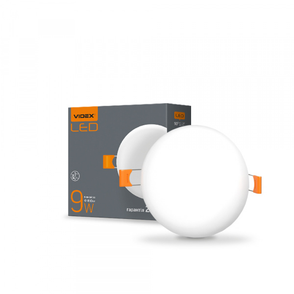 LED світильник безрамковий круглий VIDEX 9W 4100K 220V 20 шт/ящ (VL-DLFR-094)