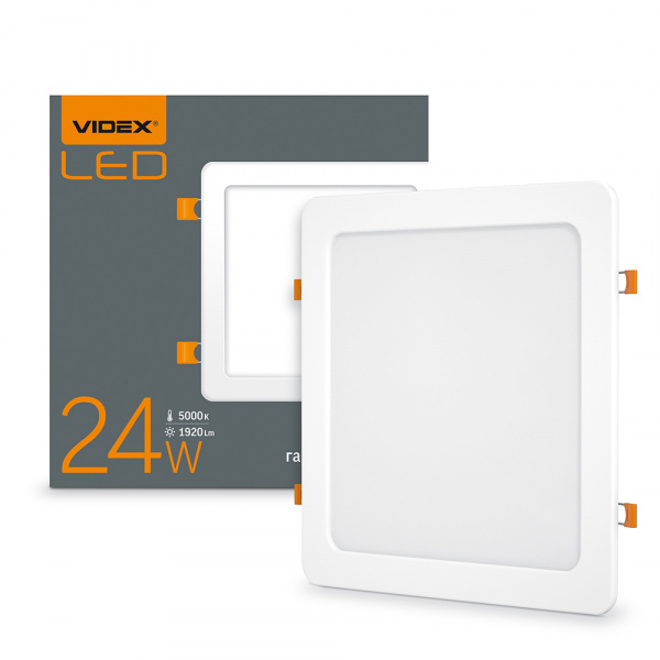 LED світильник вбудований квадрат VIDEX 24W 5000K 220V (VL-DLS-245)