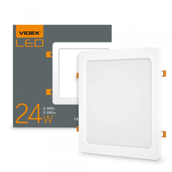 LED світильник вбудований квадрат VIDEX 24W 5000K 220V (VL-DLS-245)