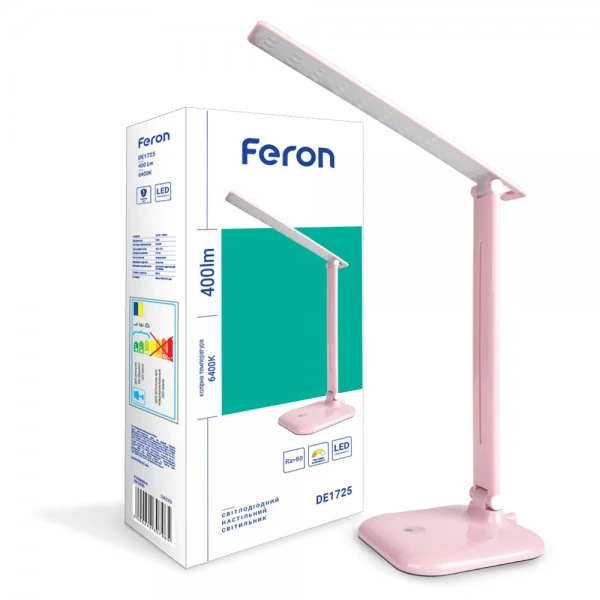 Настільний світлодіодний світильник Feron DE1725 рожевий 30LED 9W (36*15*15cm) IP20 (5796)