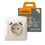 VIDEX BINERA Розетка 1а із заземленням та 2USB кремова (VF-BNSK1GU2-CR) (20/120)