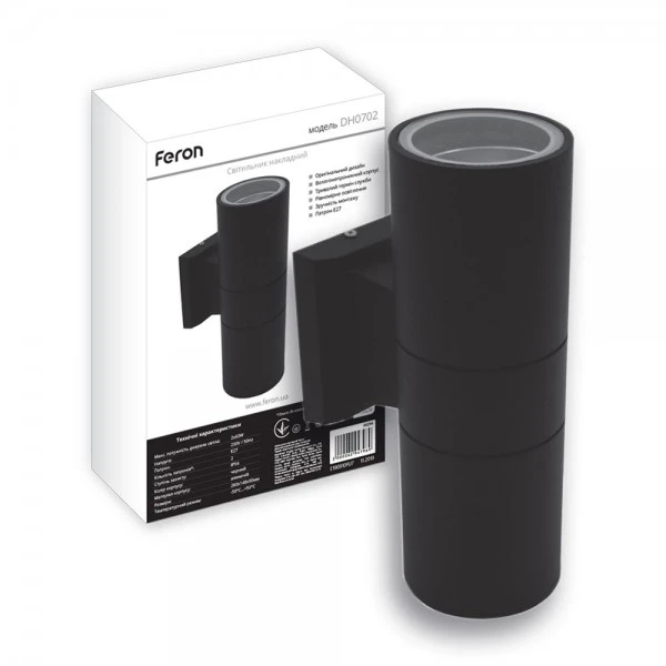 dh0702_black-600x600-1.jpg Світильник Feron DH0702 230V без лампи 2*E27, 260*155*90 чорний (6057) - Зображення 1