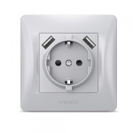 VIDEX BINERA Розетка 1а із заземленням та 2USB срібний шовк (VF-BNSK1GU2-SS) (20/120) - Зображення 2
