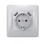 VIDEX BINERA Розетка 1а із заземленням та 2USB срібний шовк (VF-BNSK1GU2-SS) (20/120) - Зображення 2