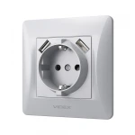 VIDEX BINERA Розетка 1а із заземленням та 2USB срібний шовк (VF-BNSK1GU2-SS) (20/120) - Зображення 3