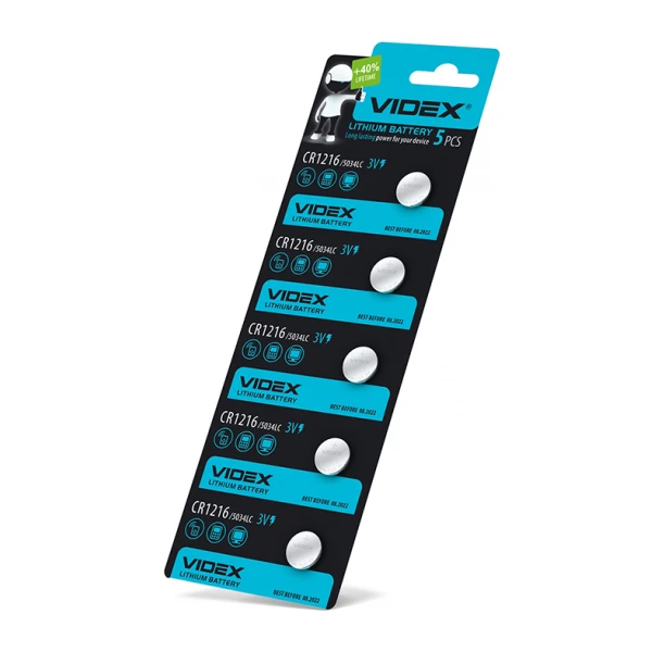 Батарейка літієва Videx CR1216 5pcs BLISTER CARD (100/1200) (CR1216 5pc)