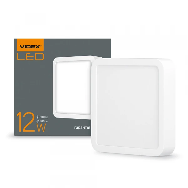 LED світильник накладний квадрат VIDEX 12W 5000K 220V (VL-DLSS-125)