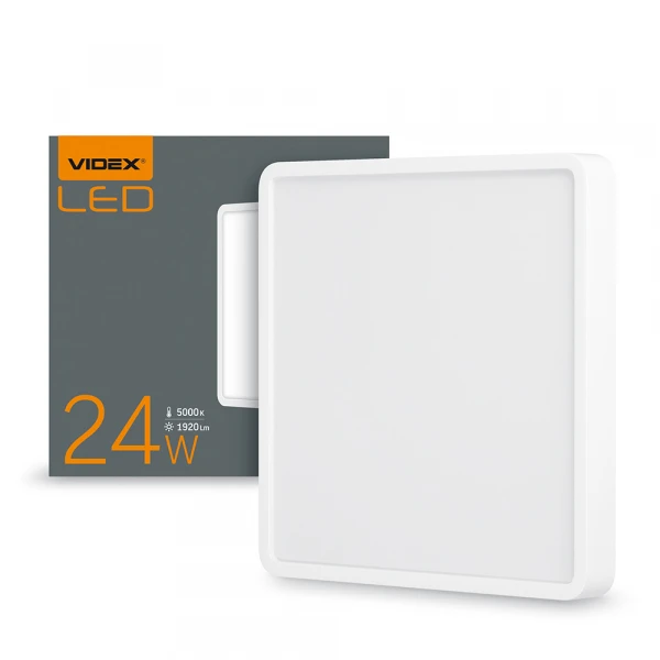LED світильник накладний квадрат VIDEX 24W 5000K 220V (VL-DLSS-245)
