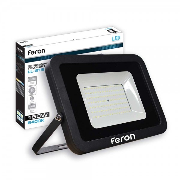 Світлодіодний прожектор Feron LL-815 150W 6400K 230V (380*305*45mm) Чорний IP 65 (6464)